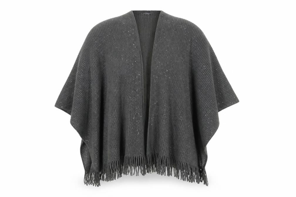 Front view of Principles women’s green v-neck acrylic cape jumper one size