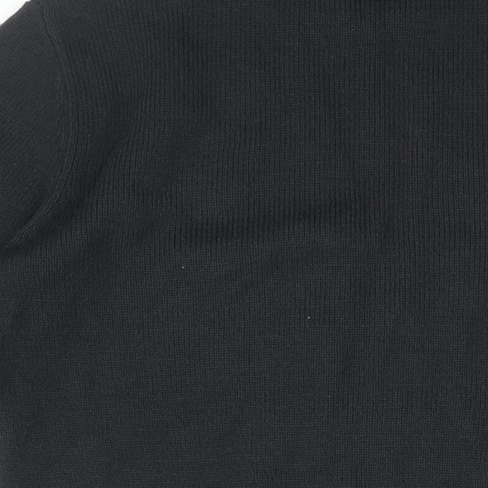 NEXT Mens Black Round Neck Acrylic Pullover Jumper Size M Long Sleeve - Rudolf Christmas