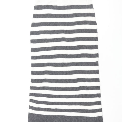 Marks and Spencer Womens White Striped Viscose Straight & Pencil Skirt Size S