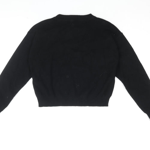 New Look Girls Black Round Neck Geometric Viscose Pullover Jumper Size 12-13 Years Pullover