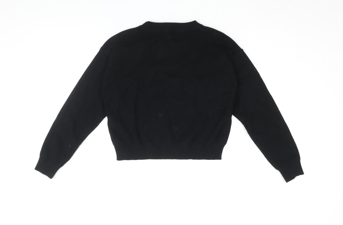 New Look Girls Black Round Neck Geometric Viscose Pullover Jumper Size 12-13 Years Pullover