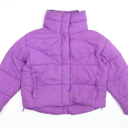 Topshop Womens Purple Puffer Jacket Coat Size 12 Snap