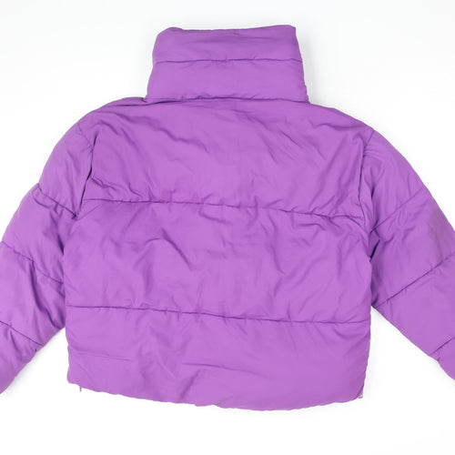 Topshop Womens Purple Puffer Jacket Coat Size 12 Snap