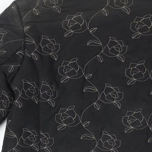 SCL sport Womens Black Floral Jacket Coat Size 10 Zip