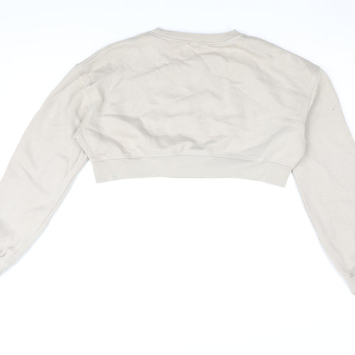 PRETTYLITTLETHING Womens Beige Cotton Pullover Sweatshirt Size 8 Pullover - Cropped, NYC
