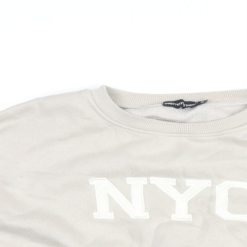 PRETTYLITTLETHING Womens Beige Cotton Pullover Sweatshirt Size 8 Pullover - Cropped, NYC