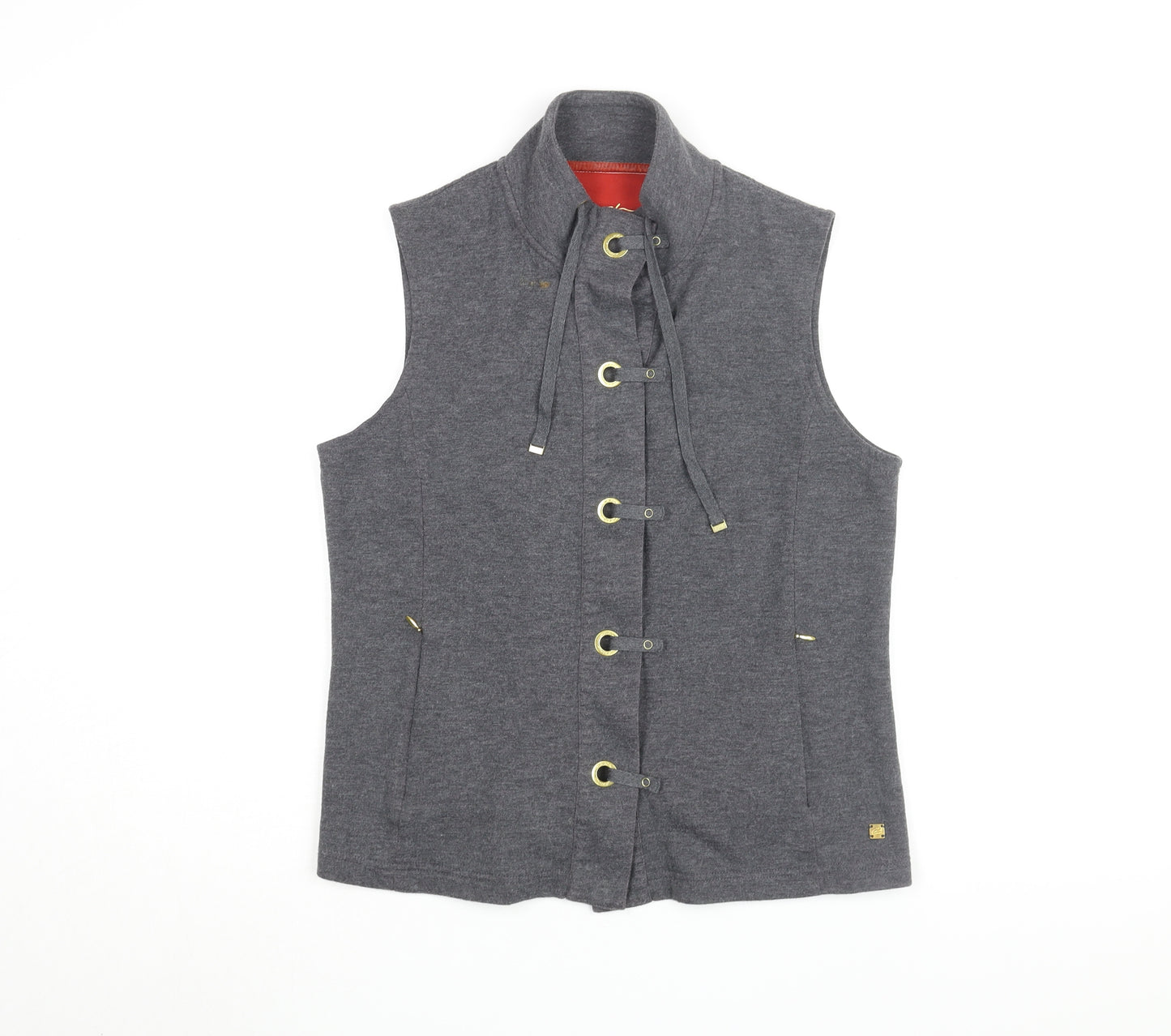 DASH Womens Grey Gilet Jacket Size 12 Snap