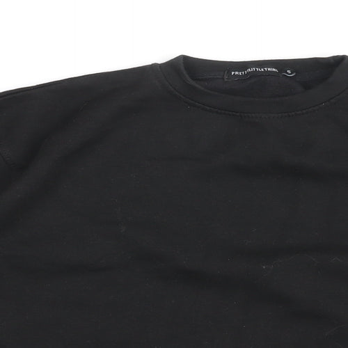PRETTYLITTLETHING Womens Black Cotton Pullover Sweatshirt Size S Pullover