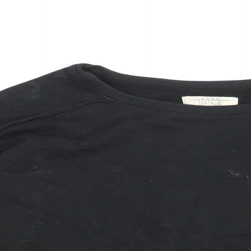 Zara Mens Black Cotton Pullover Sweatshirt Size S