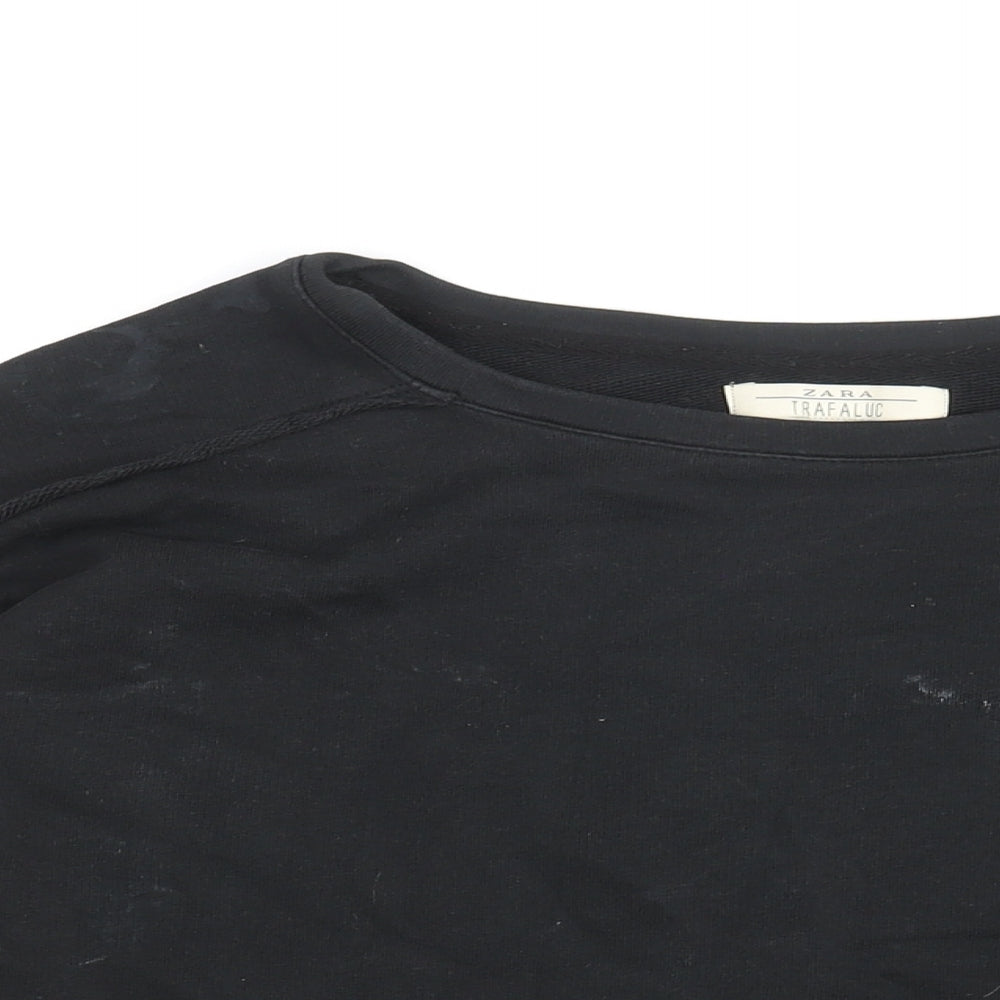 Zara Mens Black Cotton Pullover Sweatshirt Size S