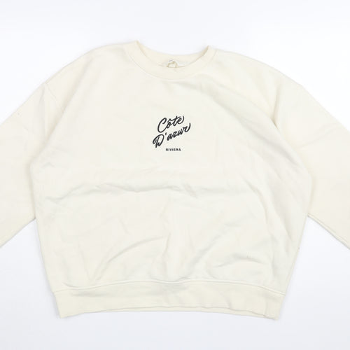H&M Womens Ivory Cotton Pullover Sweatshirt Size S Pullover - Cote D'azuz