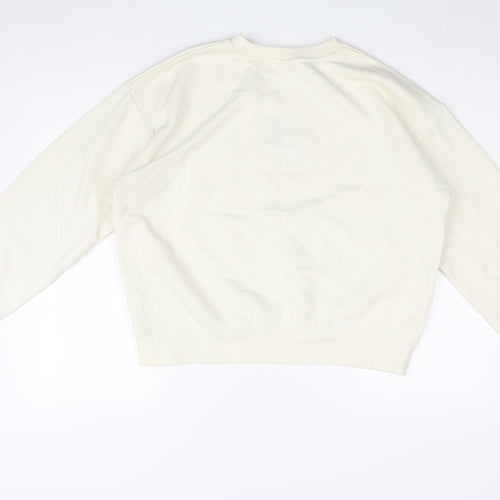 H&M Womens Ivory Cotton Pullover Sweatshirt Size S Pullover - Cote D'azuz