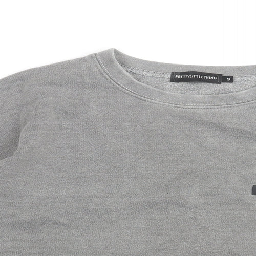 PRETTYLITTLETHING Womens Grey Cotton Pullover Sweatshirt Size S Pullover