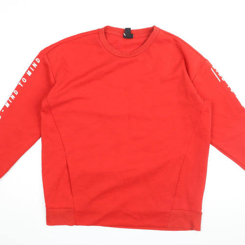 H&M Womens Red Cotton Pullover Sweatshirt Size L Pullover - Mind To Mind