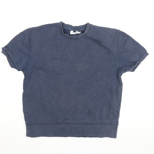 Topman Mens Blue Cotton T-Shirt Size XS Round Neck