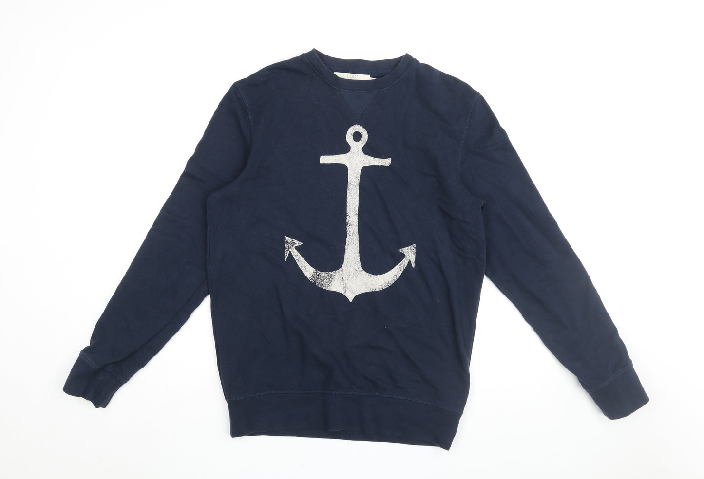 H&M Mens Blue Cotton Pullover Sweatshirt Size S - Anchor Print