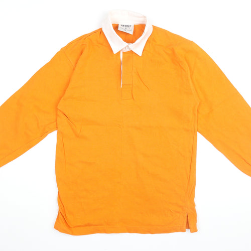 Front Row Mens Orange Cotton Polo Size S Collared Button