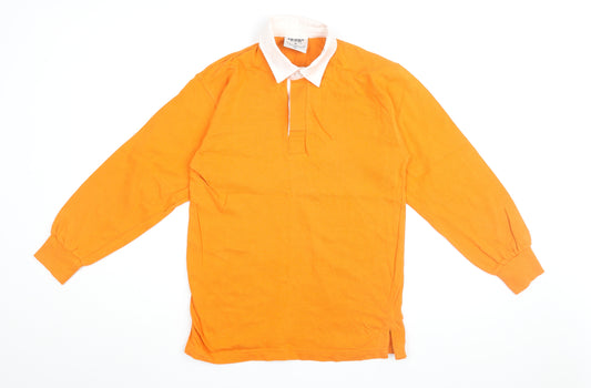 Front Row Mens Orange Cotton Polo Size S Collared Button