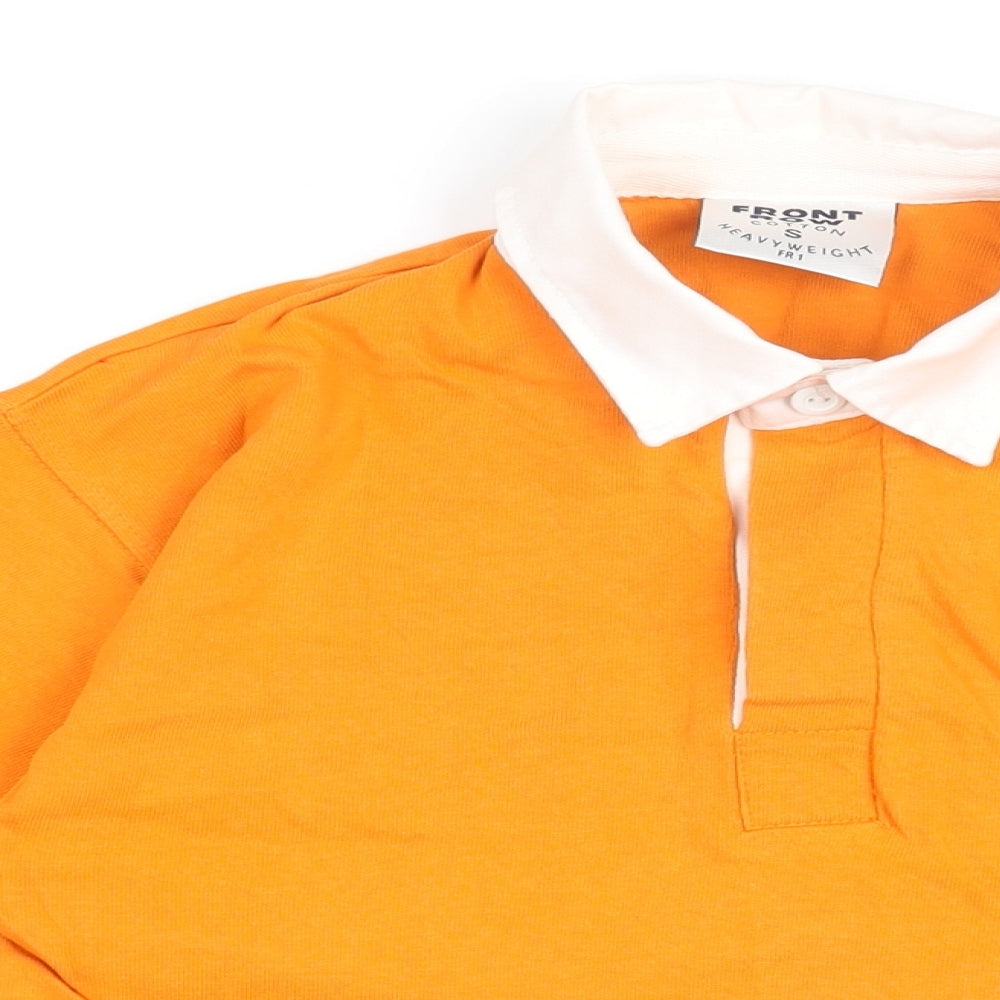 Front Row Mens Orange Cotton Polo Size S Collared Button