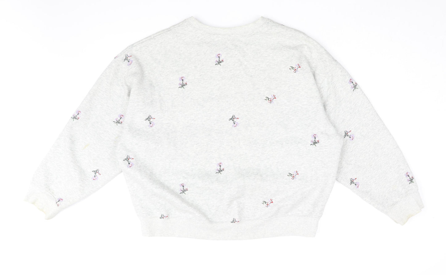 H&M Womens Grey Floral Cotton Pullover Sweatshirt Size M Pullover