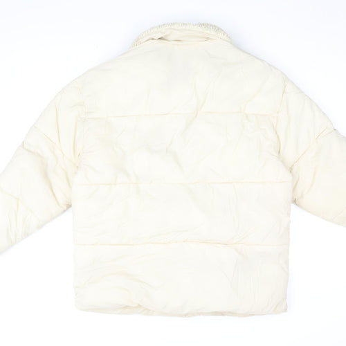 Topshop Womens Ivory Puffer Jacket Coat Size 8 Zip
