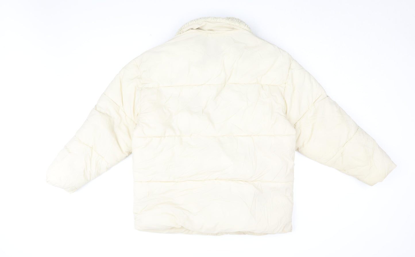 Topshop Womens Ivory Puffer Jacket Coat Size 8 Zip