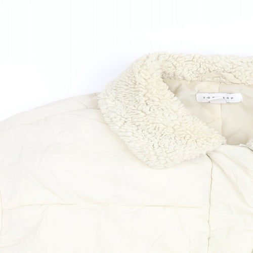 Topshop Womens Ivory Puffer Jacket Coat Size 8 Zip