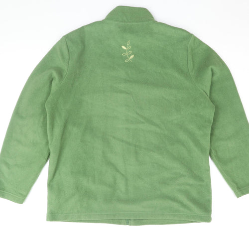 Tulchan Womens Green Floral Polyester Full Zip Sweatshirt Size L Zip