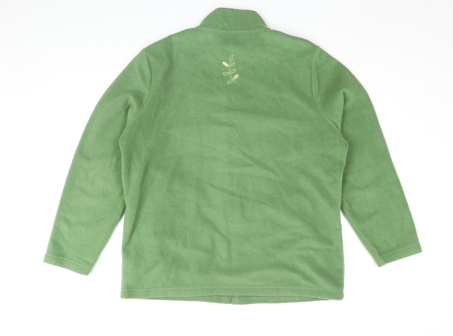 Tulchan Womens Green Floral Polyester Full Zip Sweatshirt Size L Zip