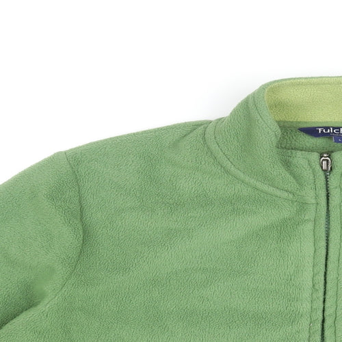 Tulchan Womens Green Floral Polyester Full Zip Sweatshirt Size L Zip