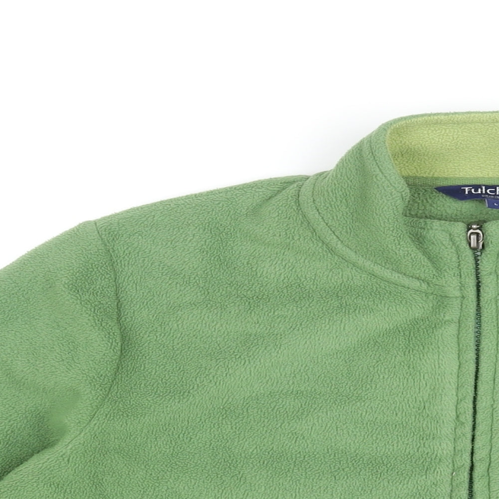 Tulchan Womens Green Floral Polyester Full Zip Sweatshirt Size L Zip
