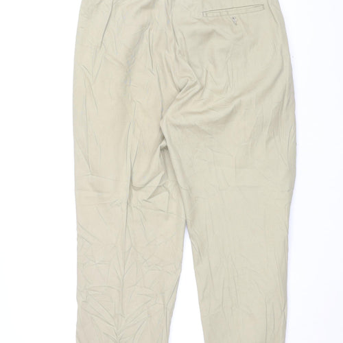 Pierre Cardin Mens Beige Cotton Trousers Size 34 in L27 in Regular Zip