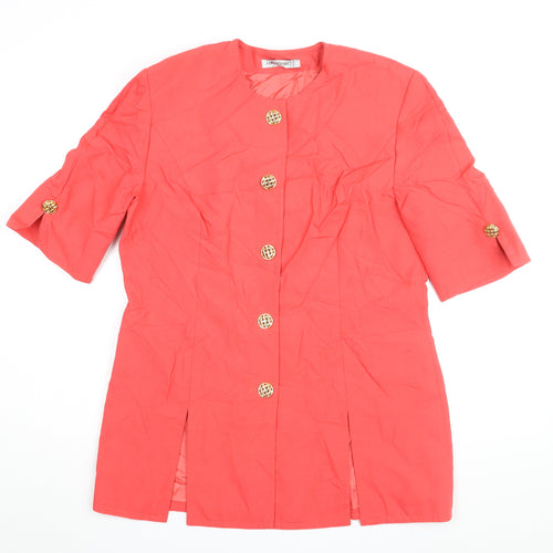 Hardob Womens Red Polyester Basic Button-Up Size 16 Round Neck