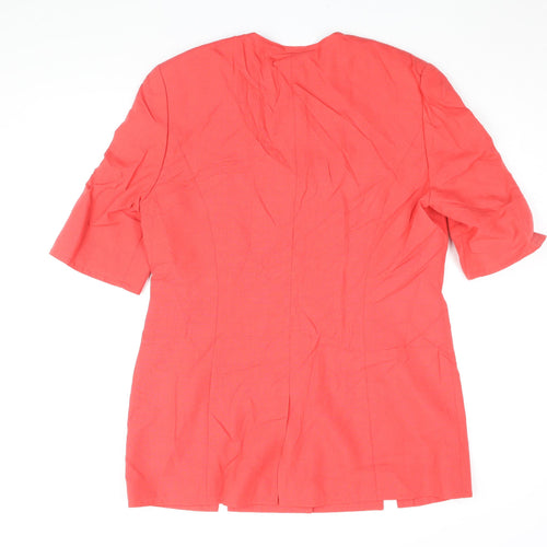 Hardob Womens Red Polyester Basic Button-Up Size 16 Round Neck