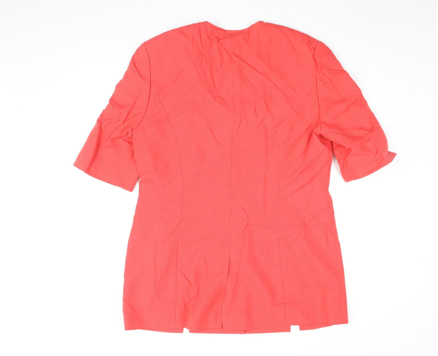 Hardob Womens Red Polyester Basic Button-Up Size 16 Round Neck