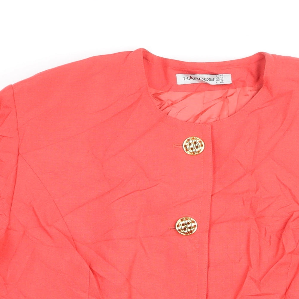 Hardob Womens Red Polyester Basic Button-Up Size 16 Round Neck