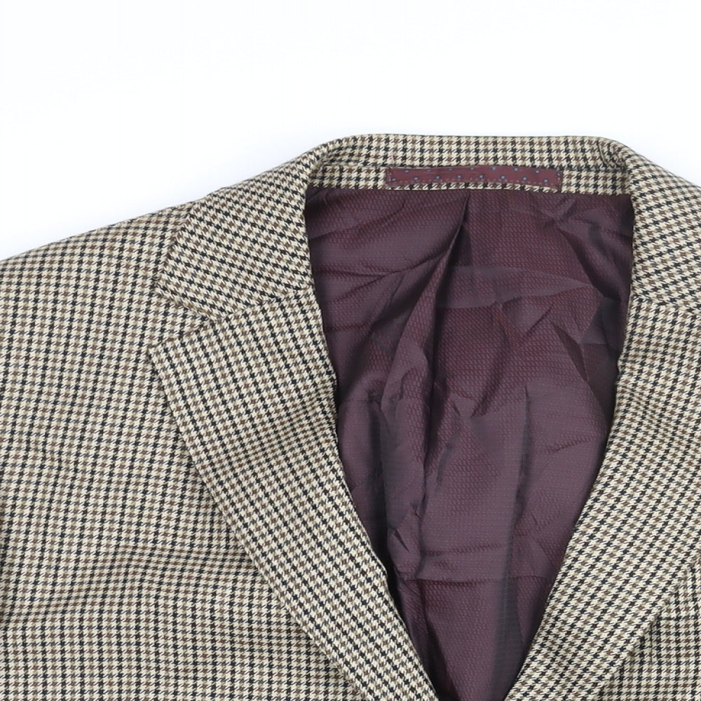 Marks and Spencer Mens Brown Geometric Wool Jacket Suit Jacket Size 42 Regular