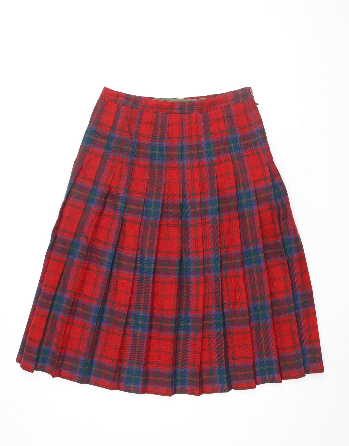 James Pringle Womens Red Plaid Polyester Swing Skirt Size 12 Zip