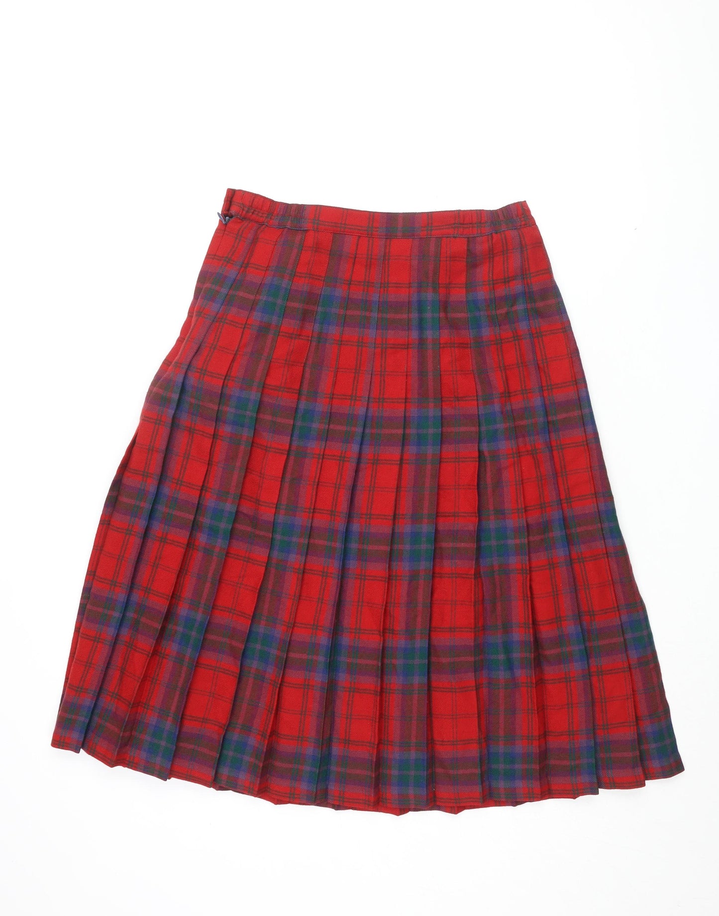 James Pringle Womens Red Plaid Polyester Swing Skirt Size 12 Zip