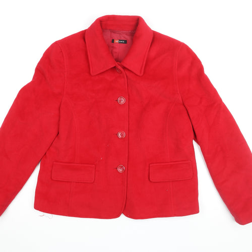 Le Comte Womens Red Jacket Coat Size 14 Button