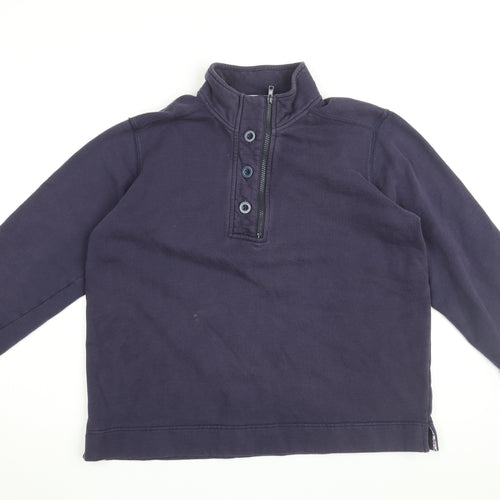 Orvis Womens Blue Cotton Pullover Sweatshirt Size L Zip