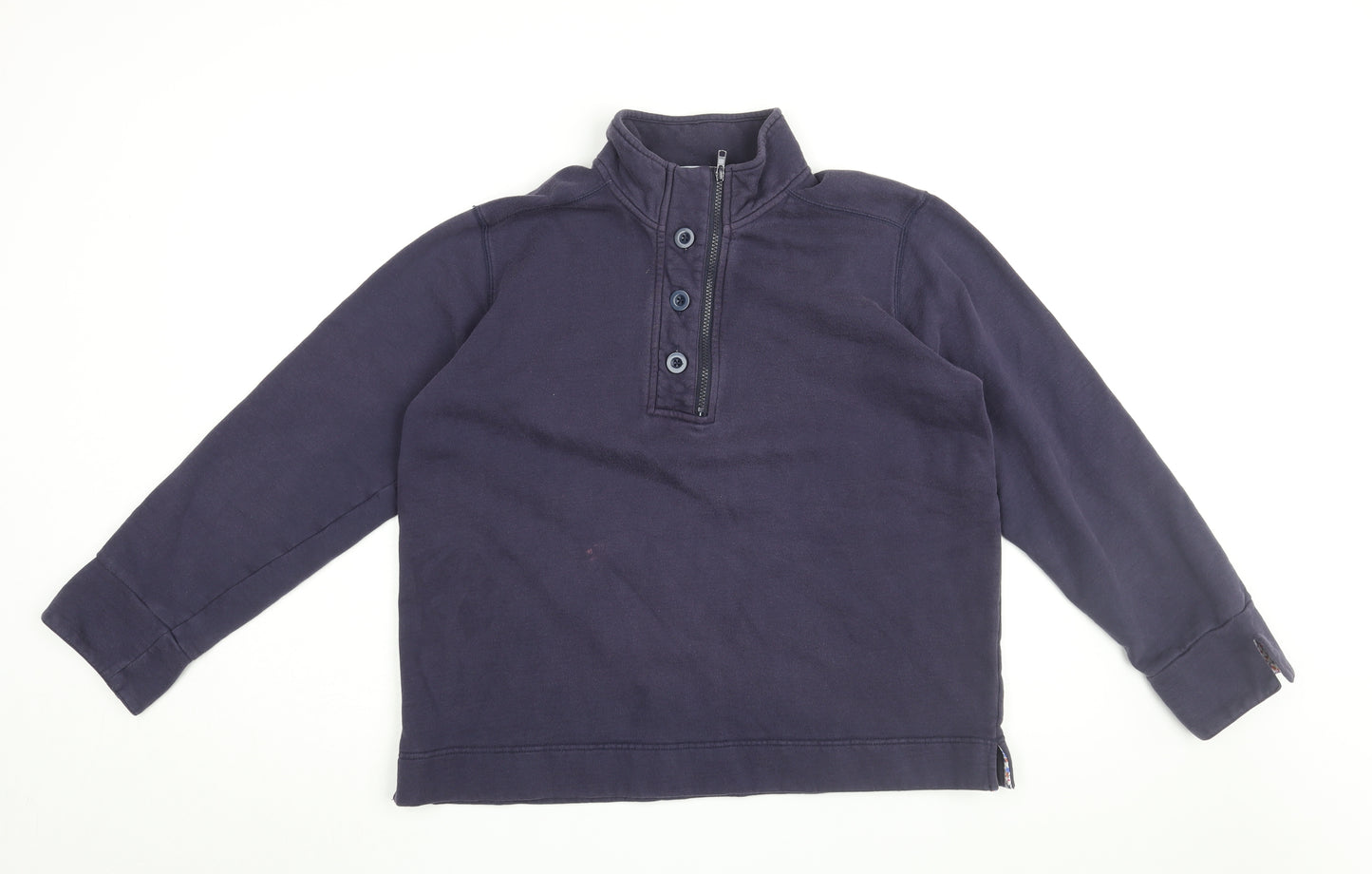Orvis Womens Blue Cotton Pullover Sweatshirt Size L Zip