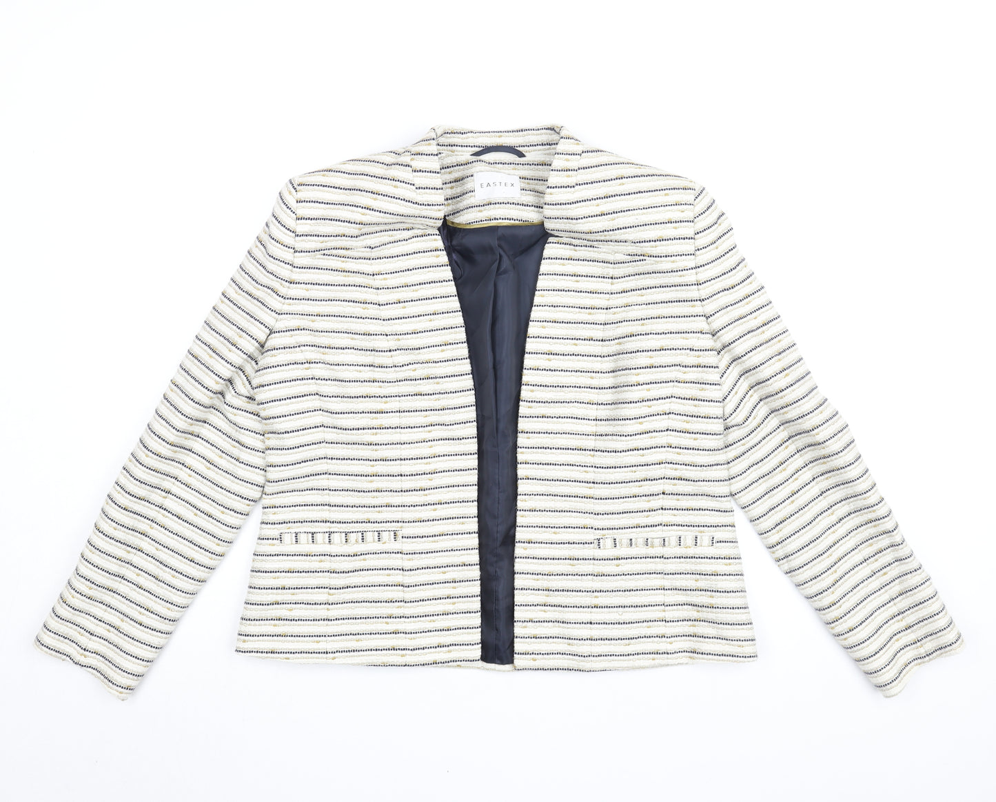 Eastex Womens White Striped Jacket Coat Size 10