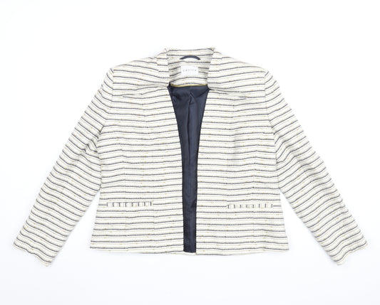 Eastex Womens White Striped Jacket Coat Size 10