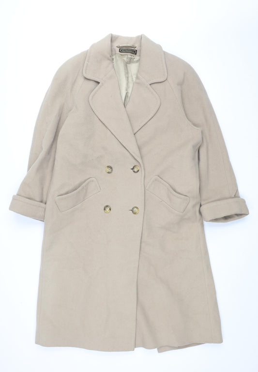 St Michael Womens Beige Overcoat Coat Size 10 Button