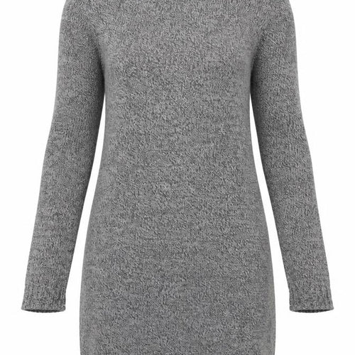 Brave Soul Womens Grey Acrylic Jumper Dress Size 10 Round Neck Pullover