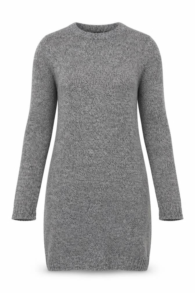 Brave Soul Womens Grey Acrylic Jumper Dress Size 10 Round Neck Pullover
