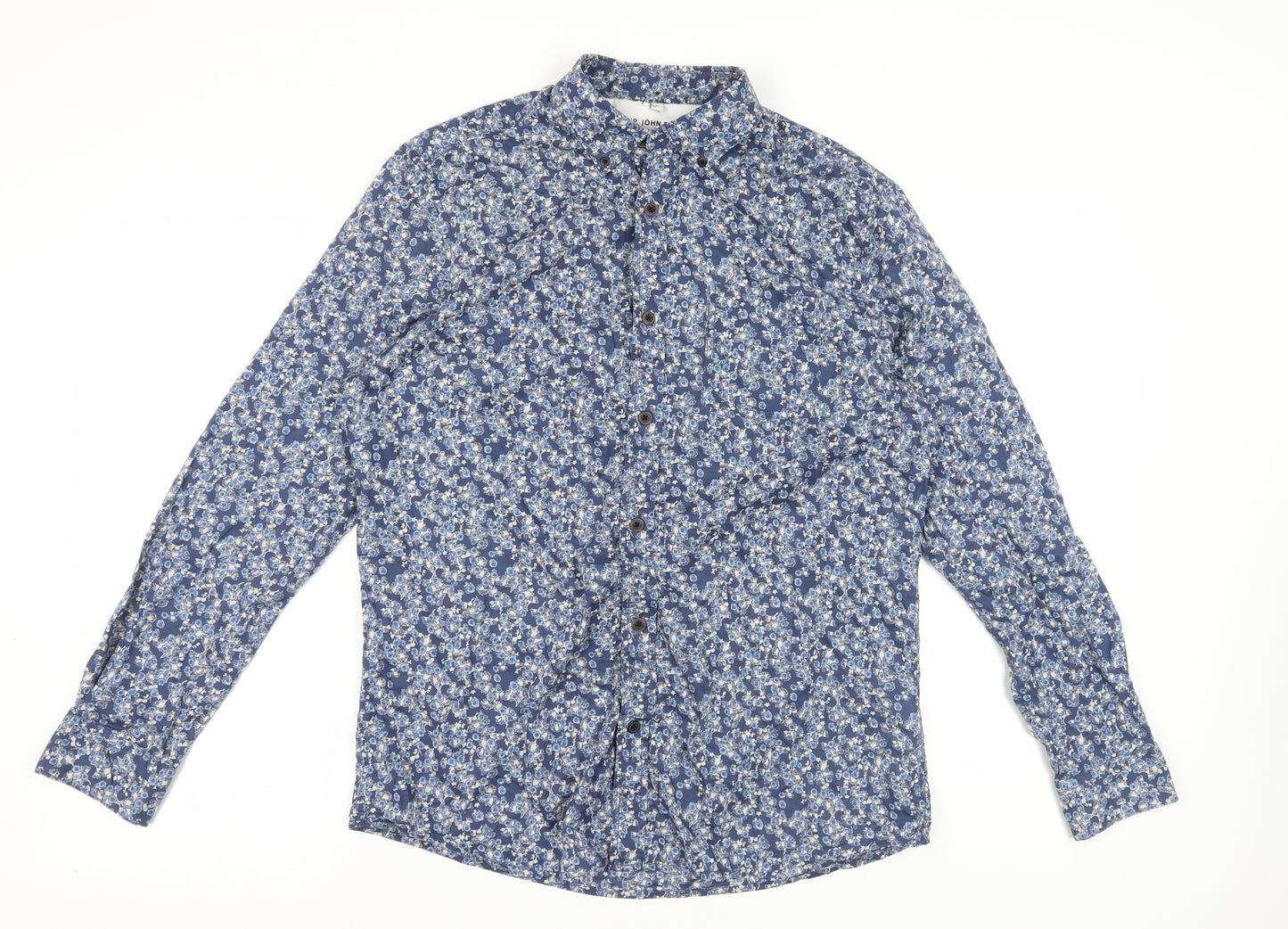 RJR John Rocha Men's Blue Floral Shirt, Regular Fit M