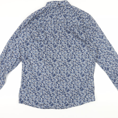 RJR John Rocha Men's Blue Floral Shirt, Regular Fit M