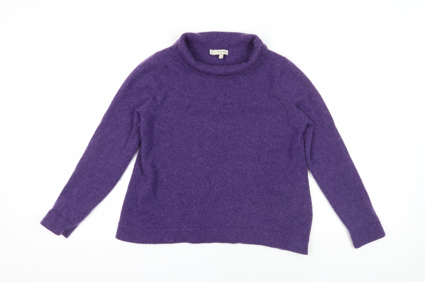 Hobbs Women's Purple Roll Neck Merino Wool Jumper L